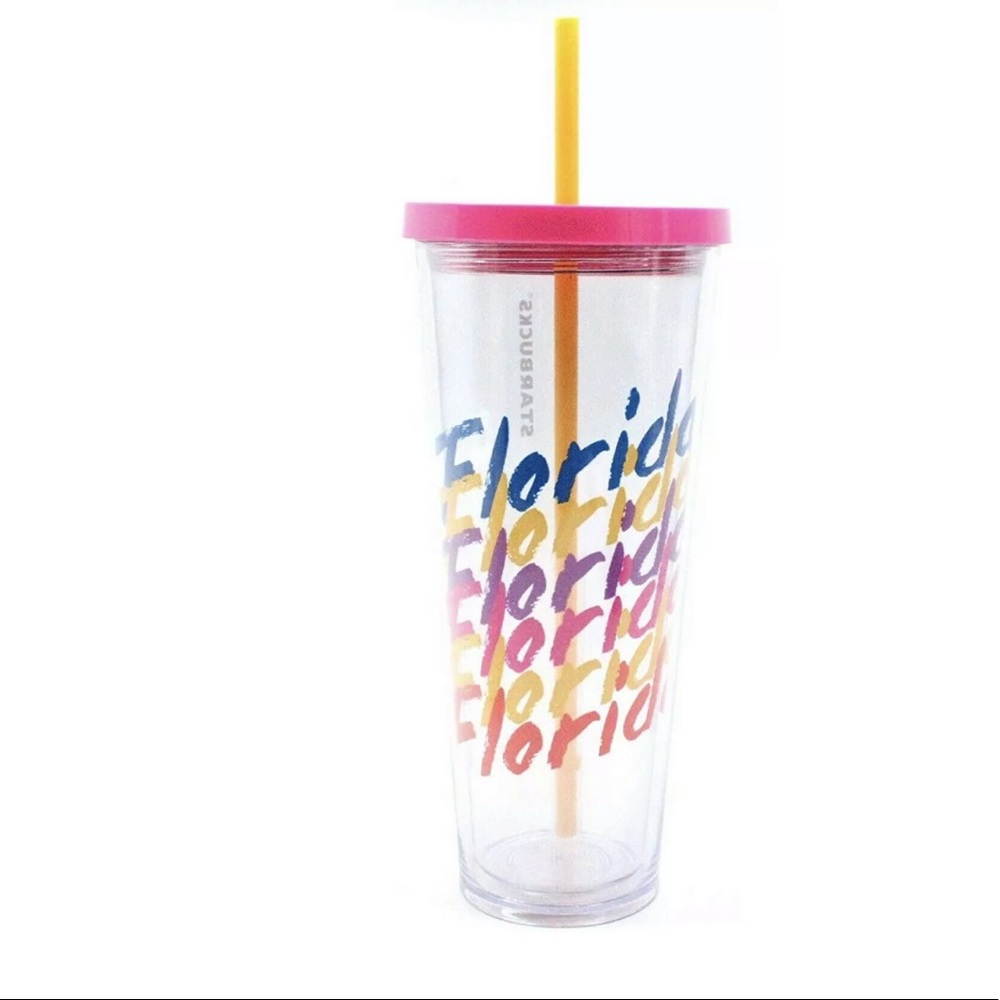 Starbucks Florida Tumbler Acrylic Clear Cold Cup 24oz Souvenir RARE NEW
